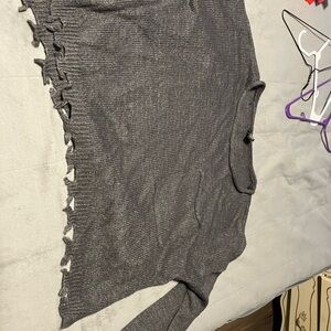 Chic Gray Knit Poncho